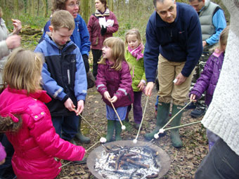Children from Bradley Stoke, South Gloucestershire enjoyed toasting marshmallows in the woods with story teller Martin Maudesley as part of The Lost World Read (you can just see Martin's ukele in one of the photos).