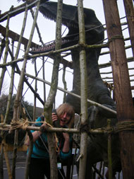 The Wookey Hole roaring dinosaur helps launch the Lost World Read in North Somerset.