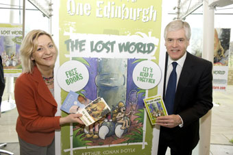 Culture Minister Linda Fabiani and Chair of Edinburgh UNESCO City of Literature Trust Sir Sandie Crombie at the press launch at Our Dynamic Earth.